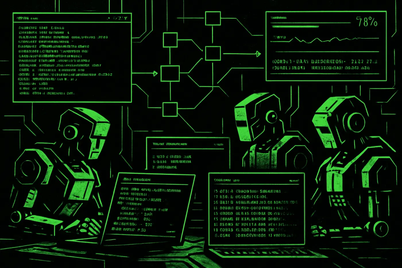 Operational AI control room with workflow displays